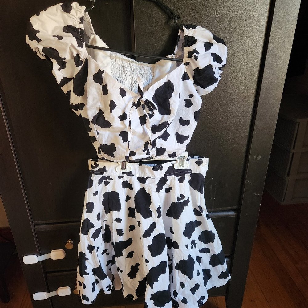 Two piece cow print set